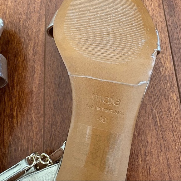 Maje Gold Metallic Leather Sandals Heels Size 40 US 9.5 - Picture 9 of 11